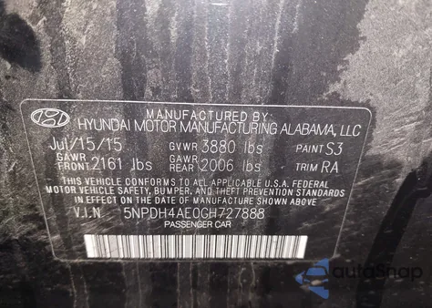 2016 Hyundai Elantra Se из США, поврежденный, VIN 5NPDH4AE0GH727888